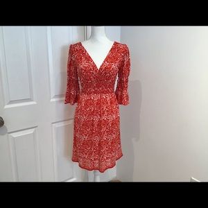 Max Studio Red and White Midi Dress